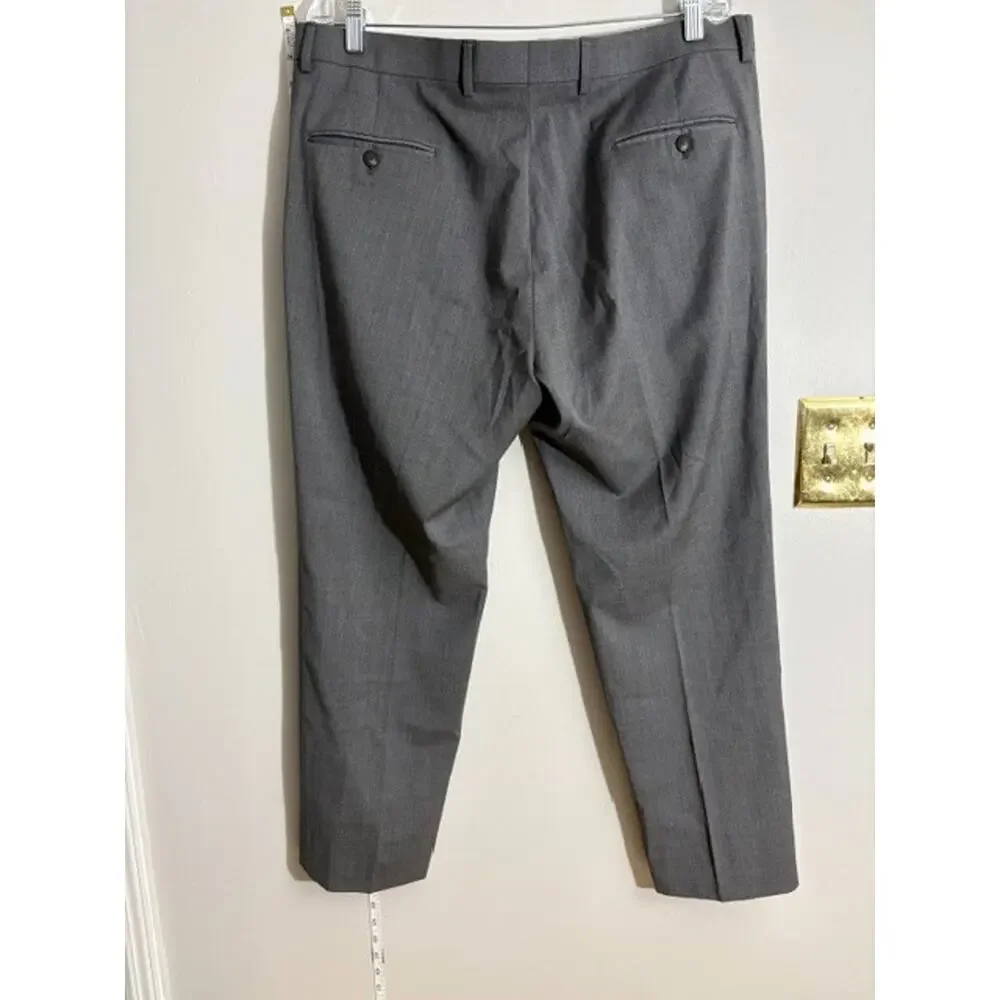 Kenneth Cole AWEAR-TECH Mens 38R Gray Wool Stretch Dress Pants Trousers